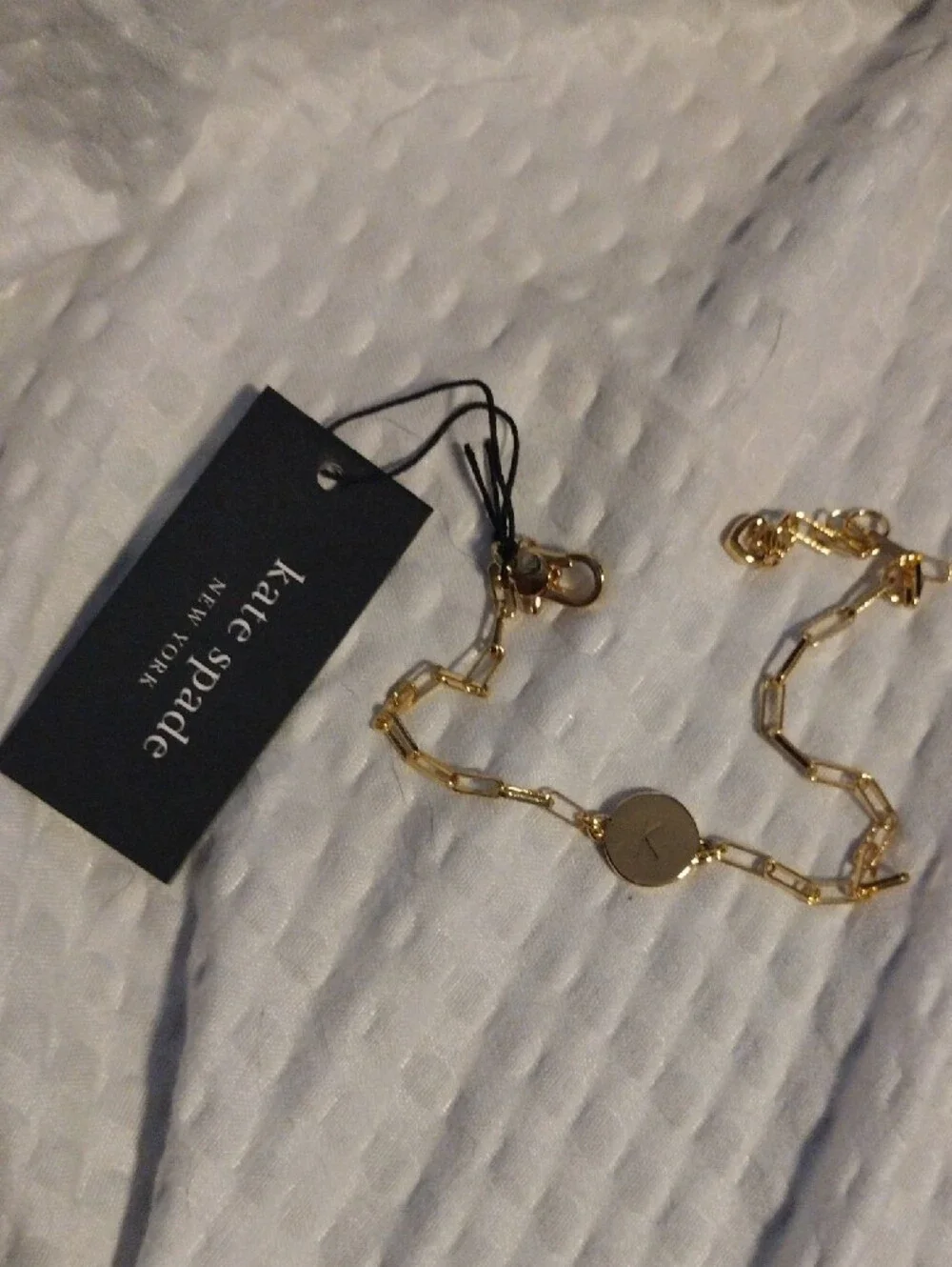 kate spade Gold Tone Link Bracelet with Logo Disc Initial K & Dustbag - Picture 4 of 5
